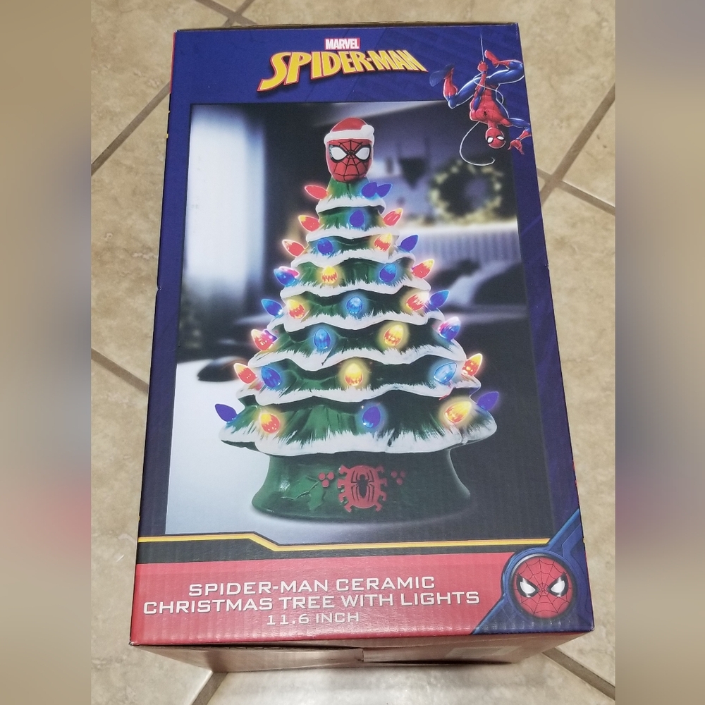 Marvel Spiderman 11.6 Inch Large Ceramic Christmas Tree With Lights